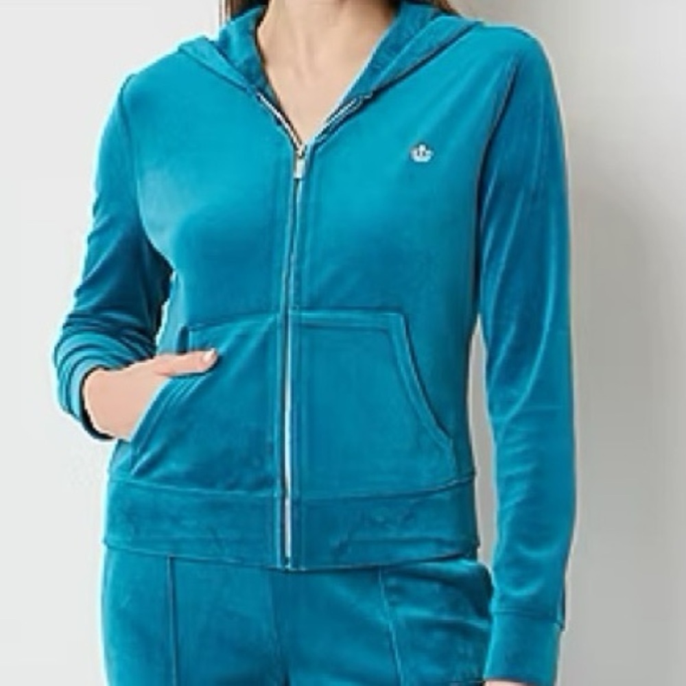 Juicy Couture Turquoise Velour Hoodie A0436